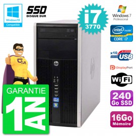 PC HP 6300 MT Intel Core i7-3770 RAM 16Go SSD 240Go Graveur DVD Wifi W7