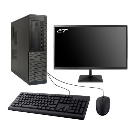 PC Dell Optiplex 7010 DT Ecran 27" Intel I3-3220 RAM 8Go SSD 960Go W10 Wifi