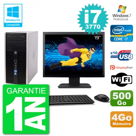 PC HP 6300 MT Ecran 19" i7-3770 RAM 4Go Disque 500Go Graveur DVD Wifi W7