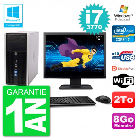 PC HP 6300 MT Ecran 19" Core i7-3770 RAM 8Go Disque 2To Graveur DVD Wifi W7