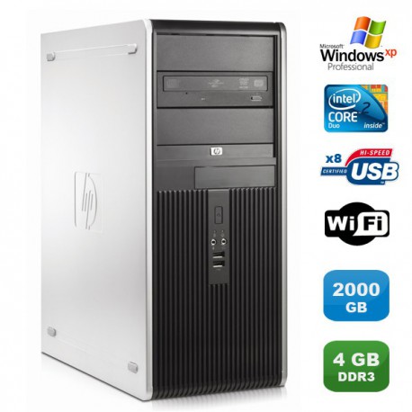 PC HP Compaq DC7800 Moyen Tour Core 2 Duo E7200 2.53 4Go 2To WIFI Win XP Pro