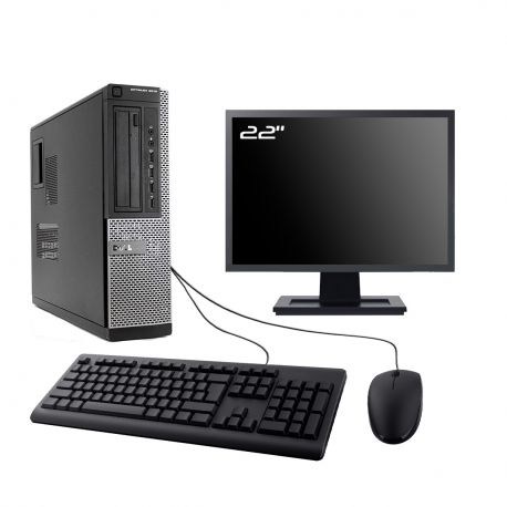 PC Dell Optiplex 9010 DT Ecran 22" Intel I5-3470 RAM 32Go SSD 480Go W10 Wifi