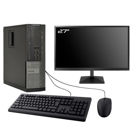 PC Dell Optiplex 9010 SFF Ecran 27" Intel I5-3470 RAM 8Go SSD 960Go W10 Wifi