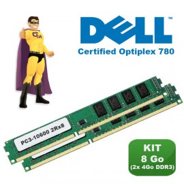 KIT RAM 8Go (2x 4Go) DDR3 PC3-10600 Mémoire Certifiée DELL Optiplex 780 NEUF