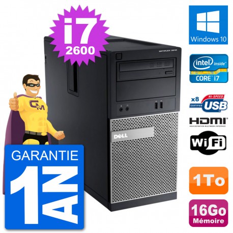PC Dell 3010 MT i7-2600 RAM 16Go Disque Dur 1To HDMI Windows 10 Wifi