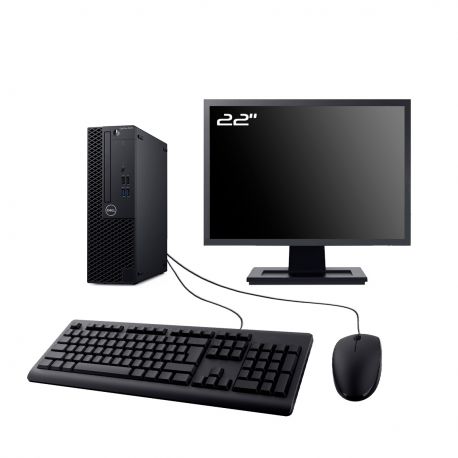 PC Dell Optiplex 3070 SFF Ecran 22" Intel I5-9400 RAM 16Go HDD 500Go W10 Wifi
