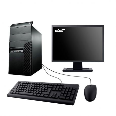 PC Lenovo M90 Tour Ecran 22" Intel I5-650 RAM 16Go SSD 240Go W10 Wifi