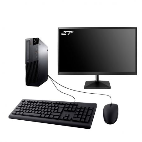 PC Lenovo M71e SFF Ecran 27" Intel I5-2400 RAM 8Go SSD 240Go W10 Wifi