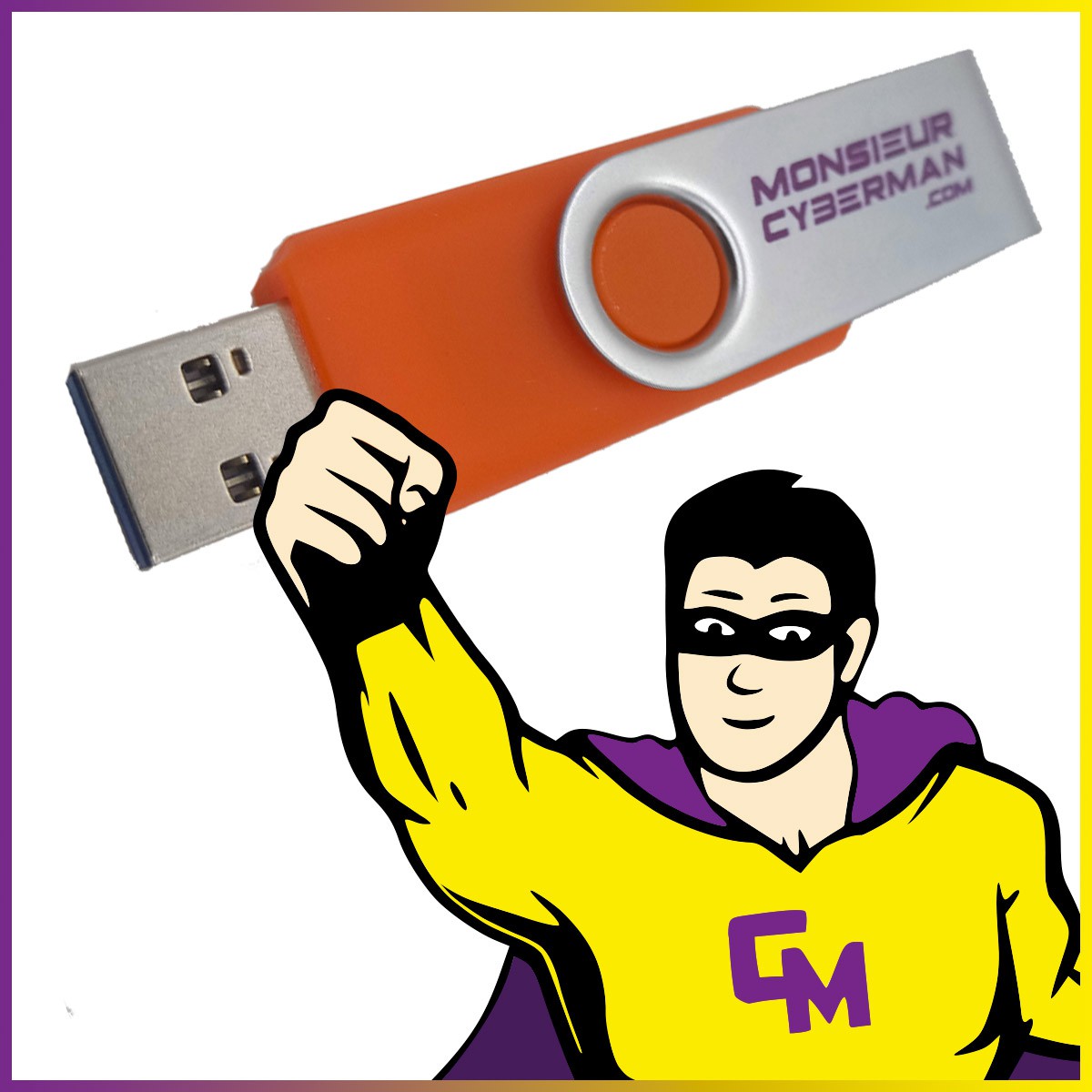 Clé USB 64 Go Monsieur Cyberman.com Orange USB 3.0 Flash Drive Stockage  NEUF - MonsieurCyberMan
