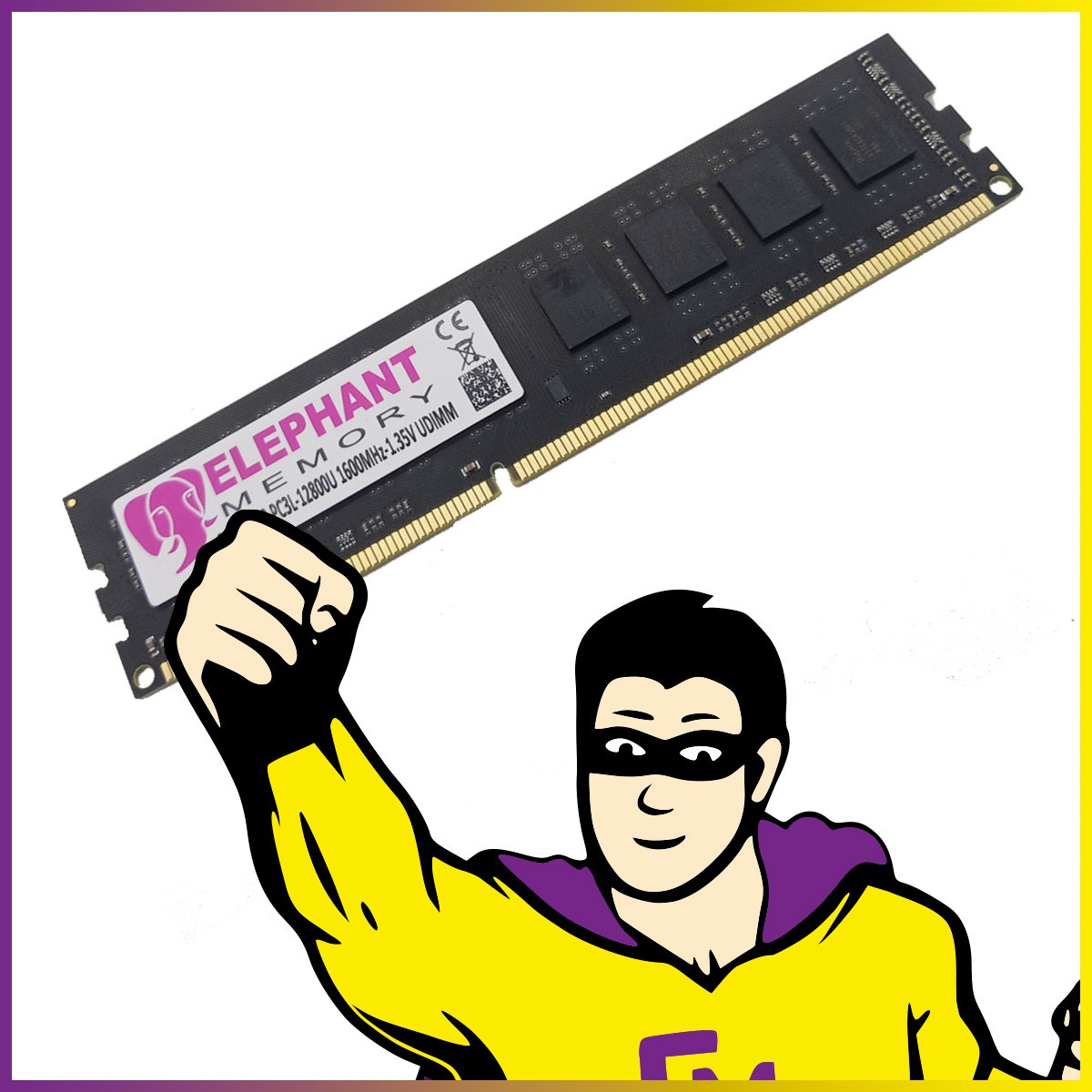 8Go RAM DDR3 PC3L-12800U DIMM 1600Mhz 1.35v Mémoire Elephant Memory