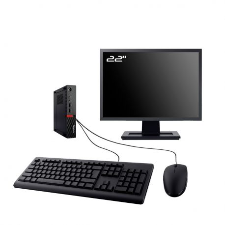 PC Lenovo M710q Tiny Ecran 22" Intel I7-6700T RAM 8Go HDD 500Go W10 Wifi