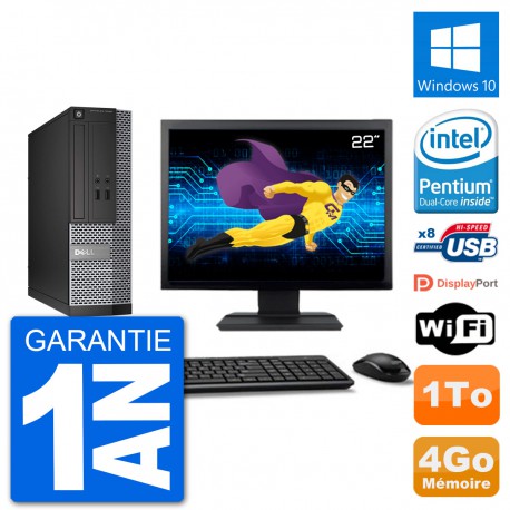 PC Dell Optiplex 3020 SFF Ecran 22" G3220 RAM 4Go Disque 1To Windows 10 Wifi