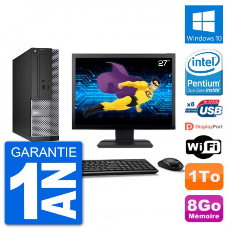 PC Dell Optiplex 3020 SFF Ecran 27" G3220 RAM 8Go Disque 1To Windows 10 Wifi