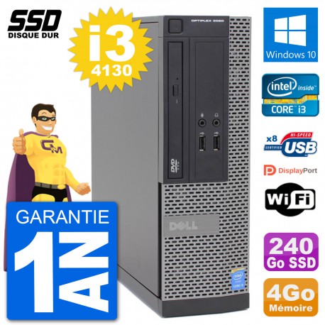 PC Dell Optiplex 3020 SFF i3-4130 RAM 4Go SSD 240Go Windows 10 Wifi