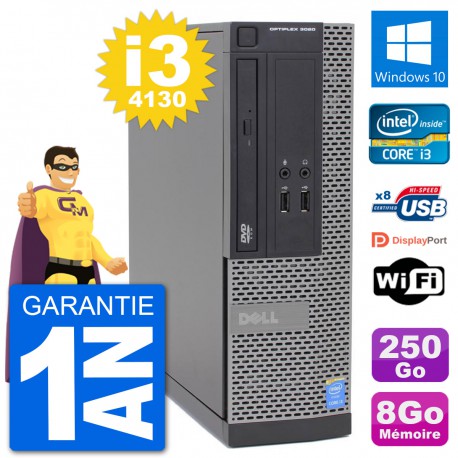 PC Dell Optiplex 3020 SFF i3-4130 RAM 8Go Disque Dur 250Go Windows 10 Wifi