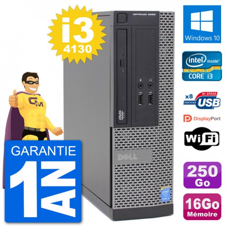PC Dell Optiplex 3020 SFF i3-4130 RAM 16Go Disque Dur 250Go Windows 10 Wifi