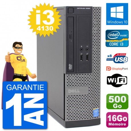 PC Dell Optiplex 3020 SFF i3-4130 RAM 16Go Disque Dur 500Go Windows 10 Wifi
