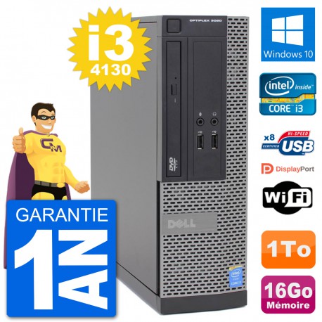 PC Dell Optiplex 3020 SFF i3-4130 RAM 16Go Disque Dur 1To Windows 10 Wifi