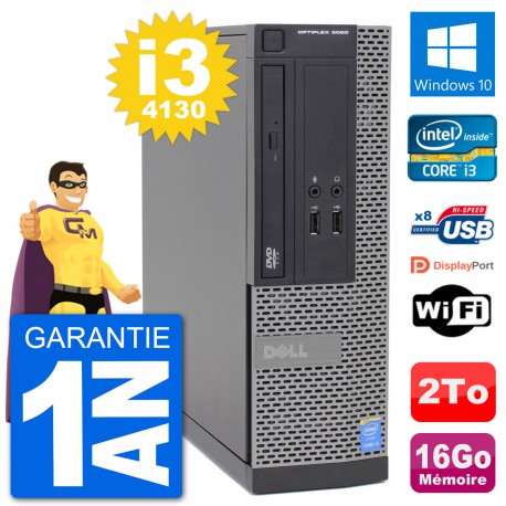 PC Dell Optiplex 3020 SFF i3-4130 RAM 16Go Disque Dur 2To Windows 10 Wifi