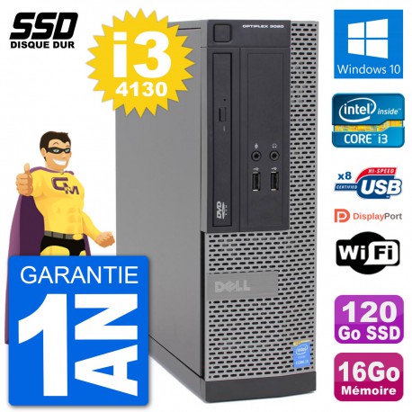 PC Dell Optiplex 3020 SFF i3-4130 RAM 16Go SSD 120Go Windows 10 Wifi