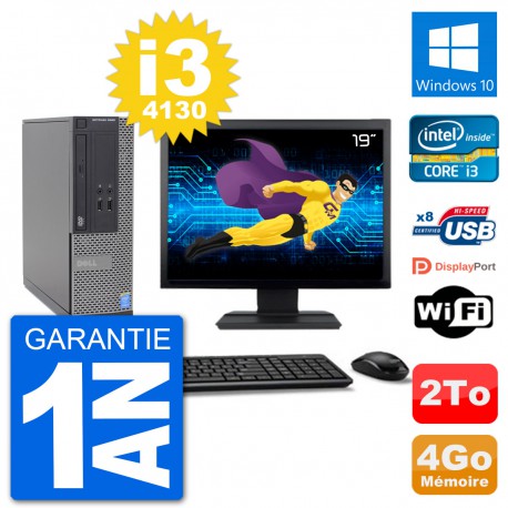 PC Dell Optiplex 3020 SFF Ecran 19" i3-4130 RAM 4Go Disque 2To Windows 10 Wifi