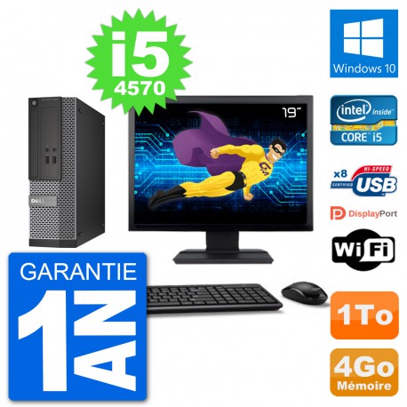 PC Dell Optiplex 3020 SFF Ecran 19" i5-4570 RAM 4Go Disque 1To Windows 10 Wifi