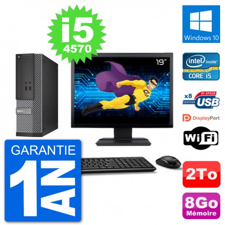 PC Dell Optiplex 3020 SFF Ecran 19" i5-4570 RAM 8Go Disque 2To Windows 10 Wifi