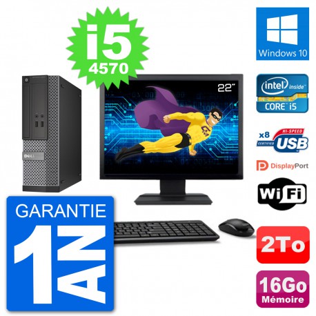 PC Dell Optiplex 3020 SFF Ecran 22" i5-4570 RAM 16Go Disque 2To Windows 10 Wifi