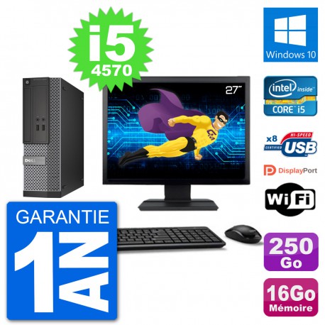 PC Dell 3020 SFF Ecran 27" i5-4570 RAM 16Go Disque 250Go Windows 10 Wifi