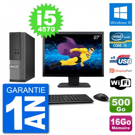PC Dell 3020 SFF Ecran 27" i5-4570 RAM 16Go Disque 500Go Windows 10 Wifi