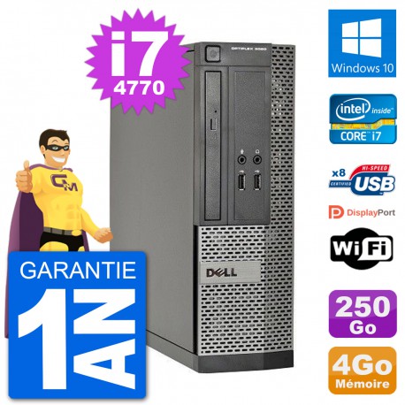 PC Dell Optiplex 3020 SFF i7-4770 RAM 4Go Disque Dur 250Go Windows 10 Wifi