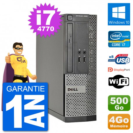 PC Dell Optiplex 3020 SFF i7-4770 RAM 4Go Disque Dur 500Go Windows 10 Wifi