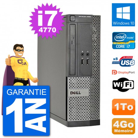 PC Dell Optiplex 3020 SFF i7-4770 RAM 4Go Disque Dur 1To Windows 10 Wifi