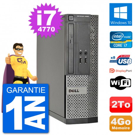 PC Dell Optiplex 3020 SFF i7-4770 RAM 4Go Disque Dur 2To Windows 10 Wifi