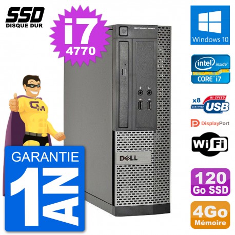 PC Dell Optiplex 3020 SFF i7-4770 RAM 4Go SSD 120Go Windows 10 Wifi