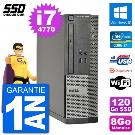 PC Dell Optiplex 3020 SFF i7-4770 RAM 8Go SSD 120Go Windows 10 Wifi