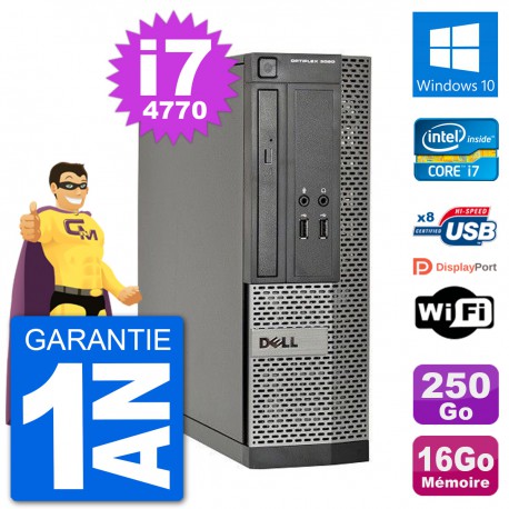 PC Dell Optiplex 3020 SFF i7-4770 RAM 16Go Disque Dur 250Go Windows 10 Wifi