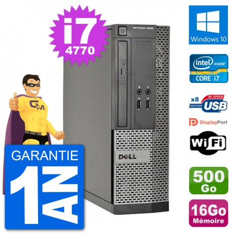 PC Dell Optiplex 3020 SFF i7-4770 RAM 16Go Disque Dur 500Go Windows 10 Wifi