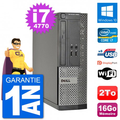 PC Dell Optiplex 3020 SFF i7-4770 RAM 16Go Disque Dur 2To Windows 10 Wifi
