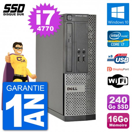PC Dell Optiplex 3020 SFF i7-4770 RAM 16Go SSD 240Go Windows 10 Wifi