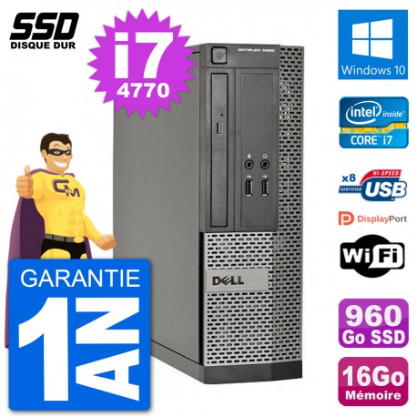 PC Dell Optiplex 3020 SFF i7-4770 RAM 16Go SSD 960Go Windows 10 Wifi