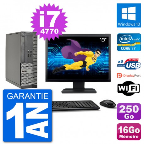 PC Dell 3020 SFF Ecran 19" i7-4770 RAM 16Go Disque 250Go Windows 10 Wifi