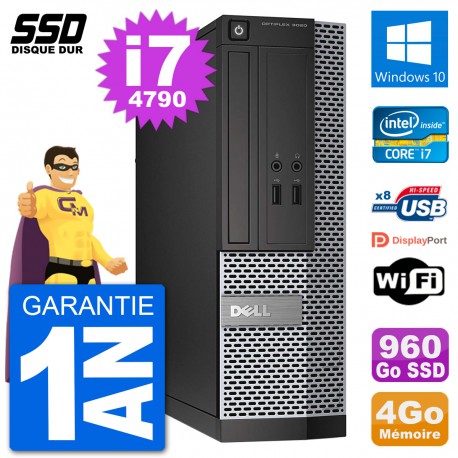 PC Dell Optiplex 3020 SFF i7-4790 RAM 4Go SSD 960Go Windows 10 Wifi