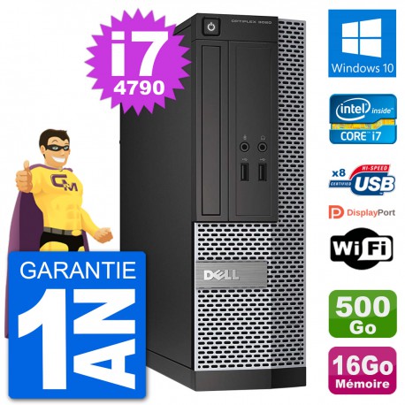 PC Dell Optiplex 3020 SFF i7-4790 RAM 16Go Disque Dur 500Go Windows 10 Wifi
