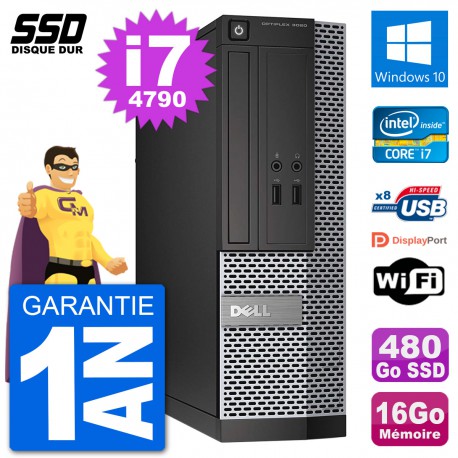 PC Dell Optiplex 3020 SFF i7-4790 RAM 16Go SSD 480Go Windows 10 Wifi