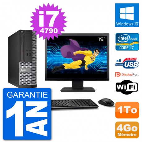 PC Dell Optiplex 3020 SFF Ecran 19" i7-4790 RAM 4Go Disque 1To Windows 10 Wifi