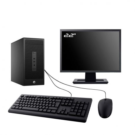 PC HP 285 G2 MT Ecran 22" AMD AMD A4-5300B RAM 8Go SSD 480Go W11 Wifi