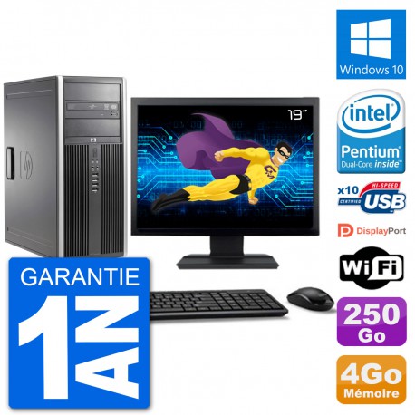 PC Tour HP 8200 Ecran 19" Intel G630 RAM 4Go Disque Dur 250Go Windows 10 Wifi