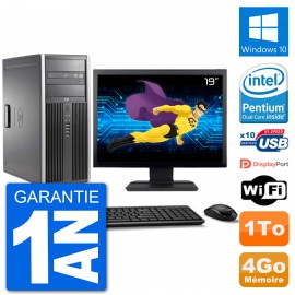 PC Tour HP 8200 Ecran 19" Intel G630 RAM 4Go Disque Dur 1To Windows 10 Wifi