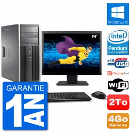 PC Tour HP 8200 Ecran 19" Intel G630 RAM 4Go Disque Dur 2To Windows 10 Wifi